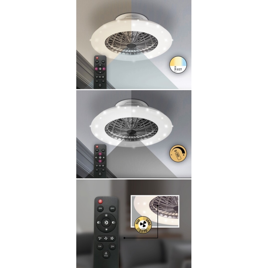 Rabalux - LED loftlampe med ventilator dæmpbar LED/30W/230V + fjernbetjening 3000-6500K