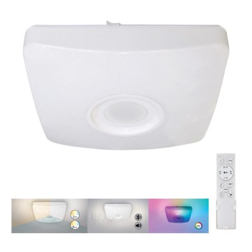 Rabalux - LED RGB dæmpbar loftlampe med indbygget højttaler LED/18W/230V 3000-6000K Bluetooth + fjernbetjening 36,5x36,5 cm
