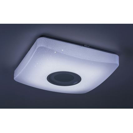 Rabalux - LED RGB dæmpbar loftlampe med indbygget højttaler LED/18W/230V 3000-6000K Bluetooth + fjernbetjening 36,5x36,5 cm