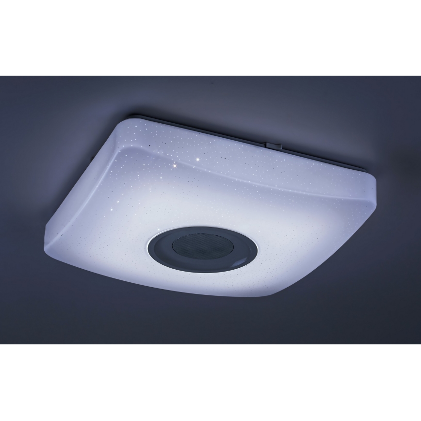 Rabalux - LED RGB dæmpbar loftlampe med indbygget højttaler LED/18W/230V 3000-6000K Bluetooth + fjernbetjening 36,5x36,5 cm