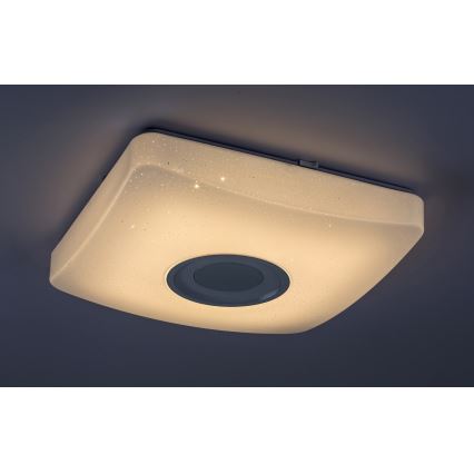 Rabalux - LED RGB dæmpbar loftlampe med indbygget højttaler LED/18W/230V 3000-6000K Bluetooth + fjernbetjening 36,5x36,5 cm