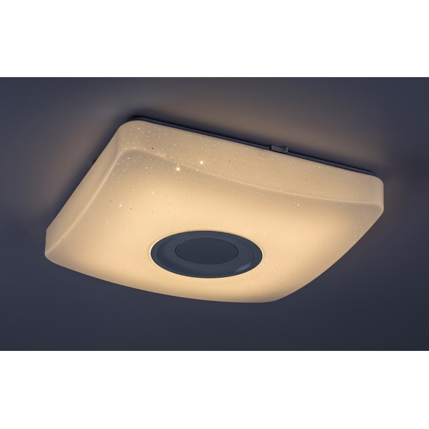 Rabalux - LED RGB dæmpbar loftlampe med indbygget højttaler LED/18W/230V 3000-6000K Bluetooth + fjernbetjening 36,5x36,5 cm