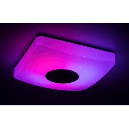 Rabalux - LED RGB dæmpbar loftlampe med indbygget højttaler LED/18W/230V 3000-6000K Bluetooth + fjernbetjening 36,5x36,5 cm