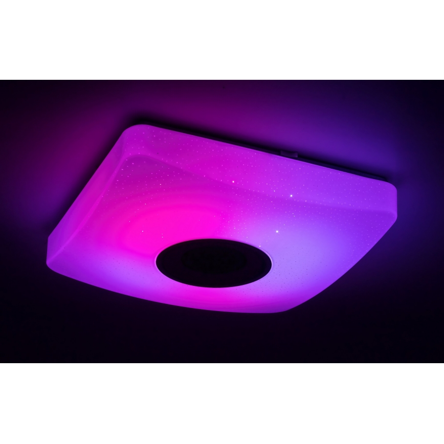 Rabalux - LED RGB dæmpbar loftlampe med indbygget højttaler LED/18W/230V 3000-6000K Bluetooth + fjernbetjening 36,5x36,5 cm