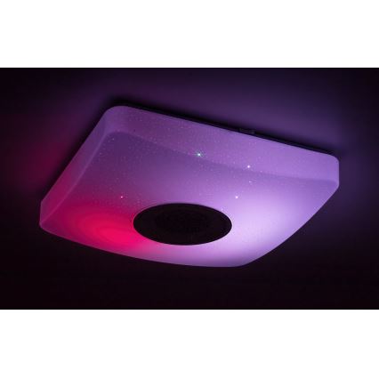 Rabalux - LED RGB dæmpbar loftlampe med indbygget højttaler LED/18W/230V 3000-6000K Bluetooth + fjernbetjening 36,5x36,5 cm