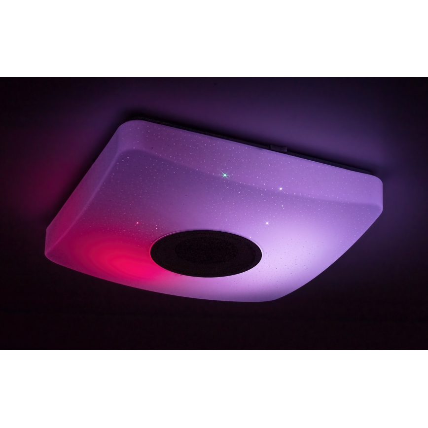 Rabalux - LED RGB dæmpbar loftlampe med indbygget højttaler LED/18W/230V 3000-6000K Bluetooth + fjernbetjening 36,5x36,5 cm