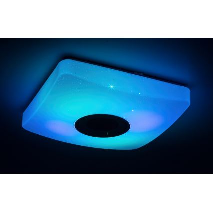 Rabalux - LED RGB dæmpbar loftlampe med indbygget højttaler LED/18W/230V 3000-6000K Bluetooth + fjernbetjening 36,5x36,5 cm