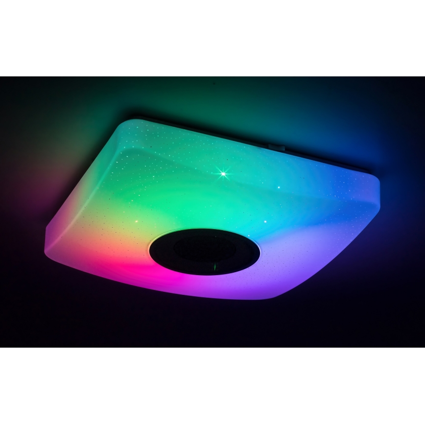 Rabalux - LED RGB dæmpbar loftlampe med indbygget højttaler LED/18W/230V 3000-6000K Bluetooth + fjernbetjening 36,5x36,5 cm