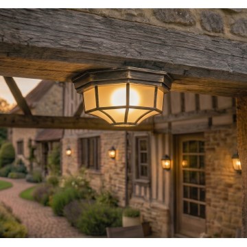 Rabalux - Udendørs loftlampe 1xE27/100W/230V IP44 guld/patina/sort