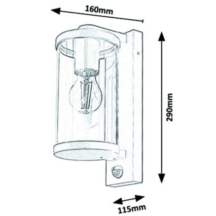 Rabalux - Udendørs væglampe med sensor 1xE27/60W/230V IP44