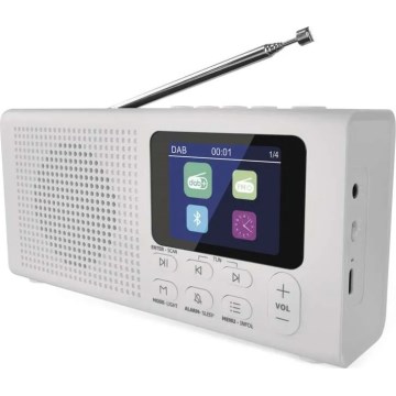 Radio DAB DAB+ FM 3W/5V/4xAA hvid