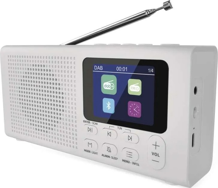 Radio DAB DAB+ FM 3W/5V/4xAA hvid
