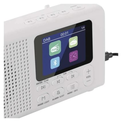 Radio DAB DAB+ FM 3W/5V/4xAA hvid