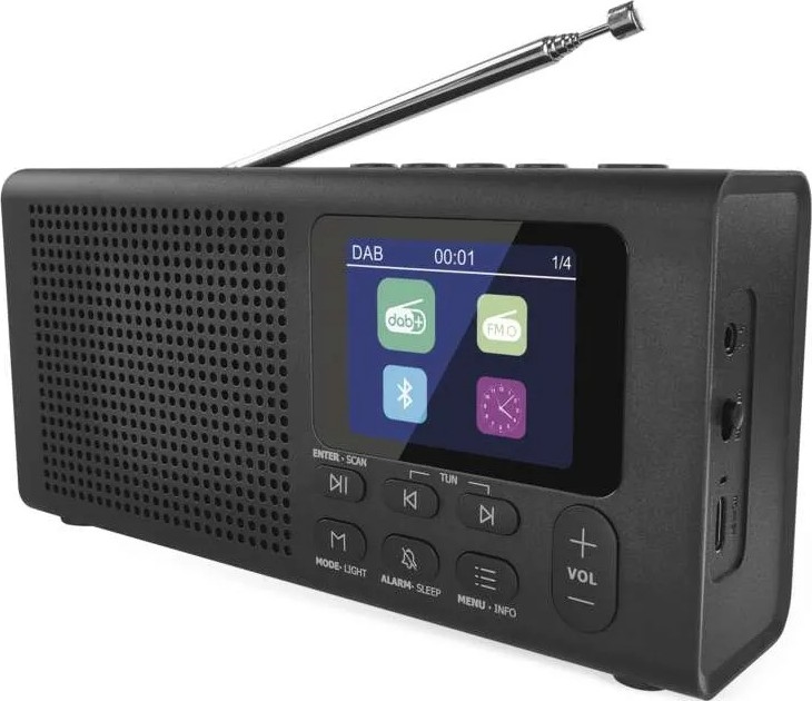 Radio DAB DAB+ FM 3W/5V/4xAA sort