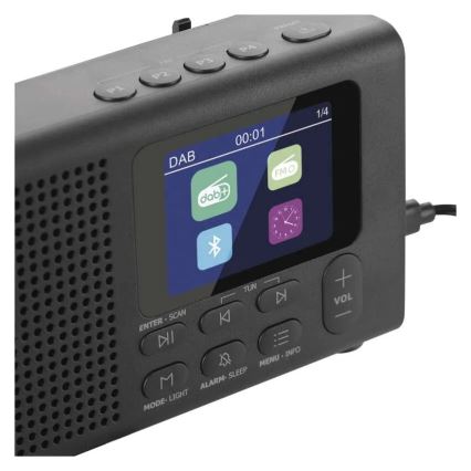 Radio DAB DAB+ FM 3W/5V/4xAA sort