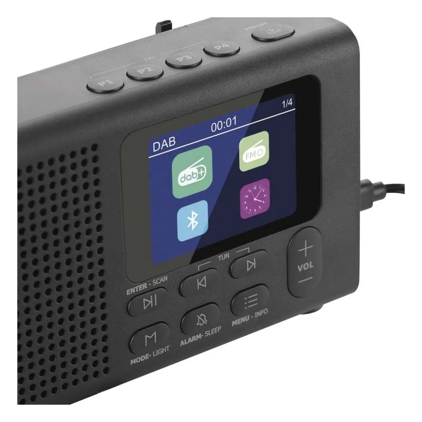 Radio DAB DAB+ FM 3W/5V/4xAA sort