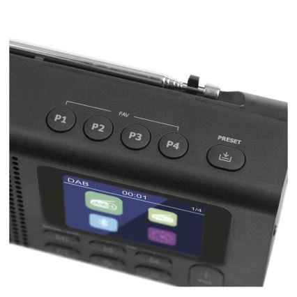 Radio DAB DAB+ FM 3W/5V/4xAA sort