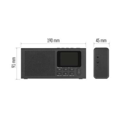 Radio DAB DAB+ FM 3W/5V/4xAA sort
