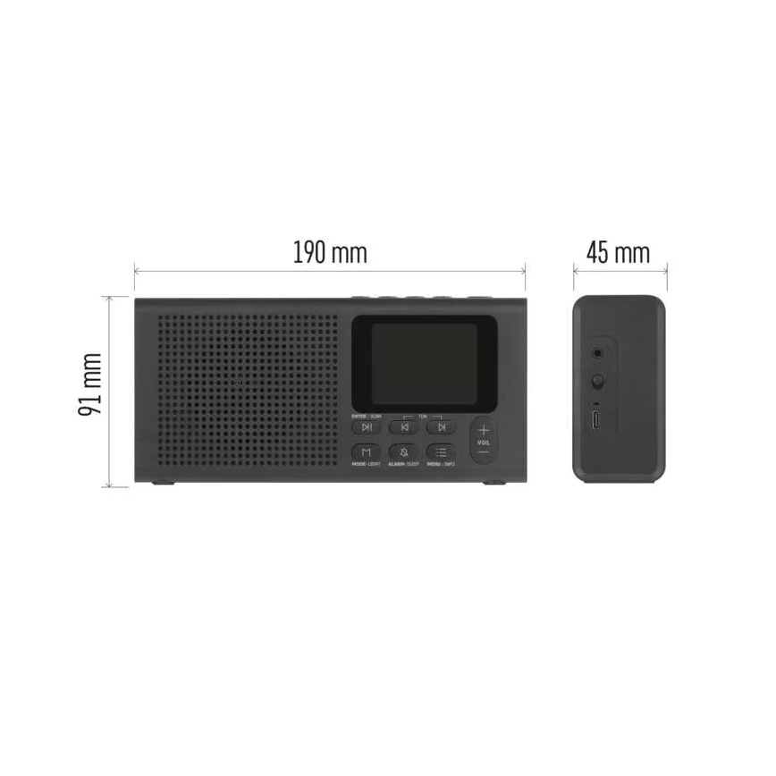 Radio DAB DAB+ FM 3W/5V/4xAA sort