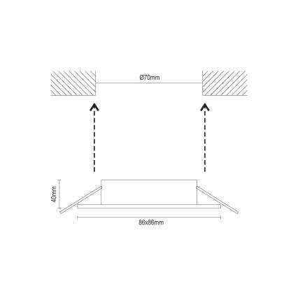 Ramme til indbygningsspot GU10, 8,6 x 8,6 cm, hvid