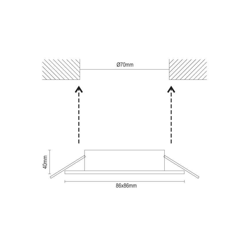Ramme til indbygningsspot GU10 8,6x8,6 cm, sort