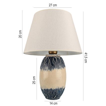 RAMZES Bordlampe 1xE27/40W/230V Beige/Blå