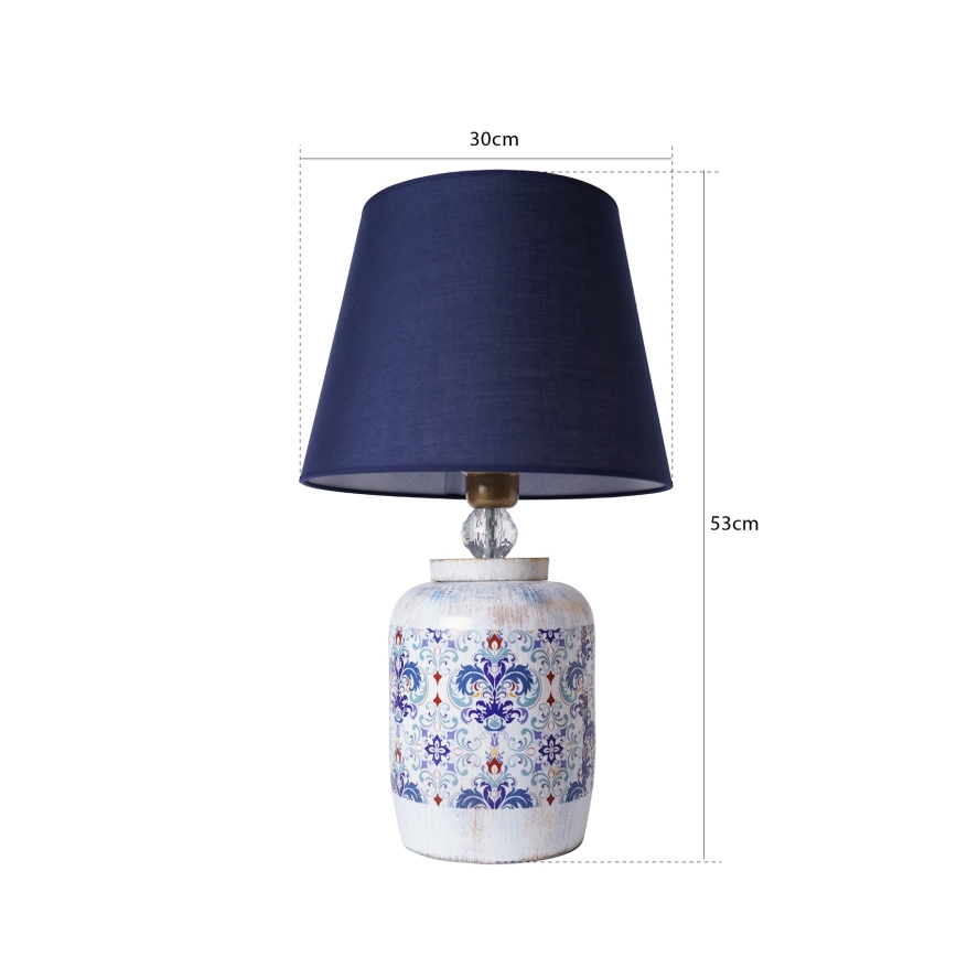 RAMZES bordlampe 1xE27/40W/230V blå/hvid