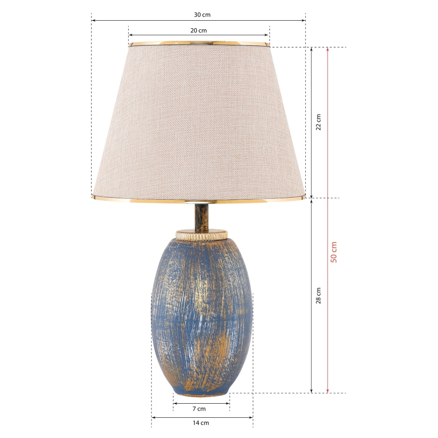 RAMZES Bordlampe 1xE27/40W/230V creme/blå