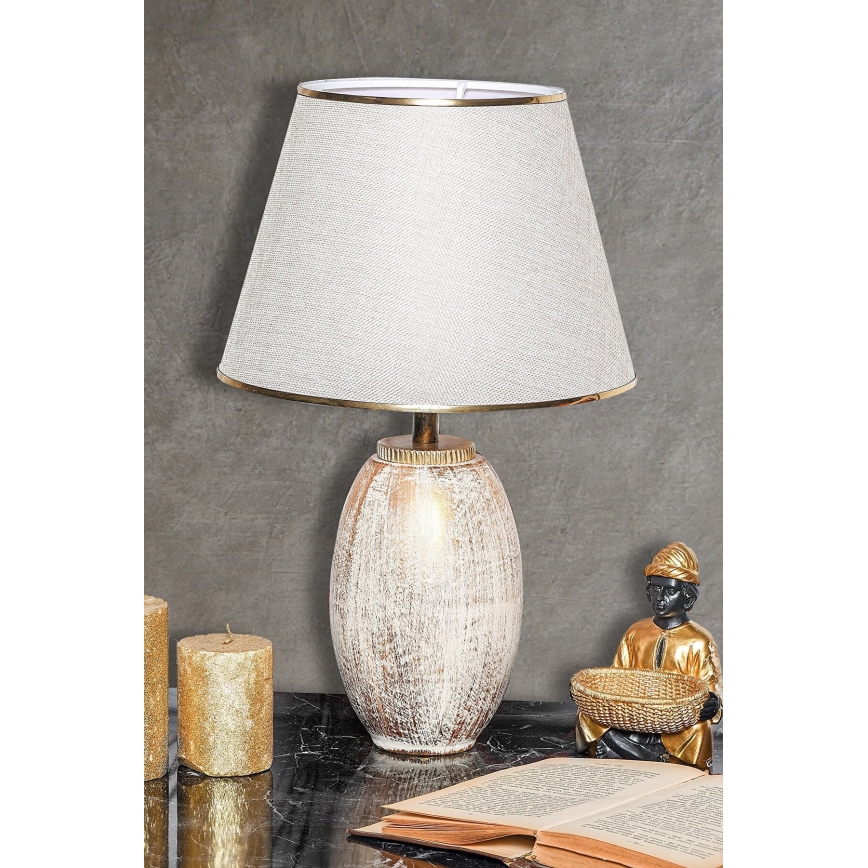 RAMZES Bordlampe 1xE27/40W/230V creme/guld