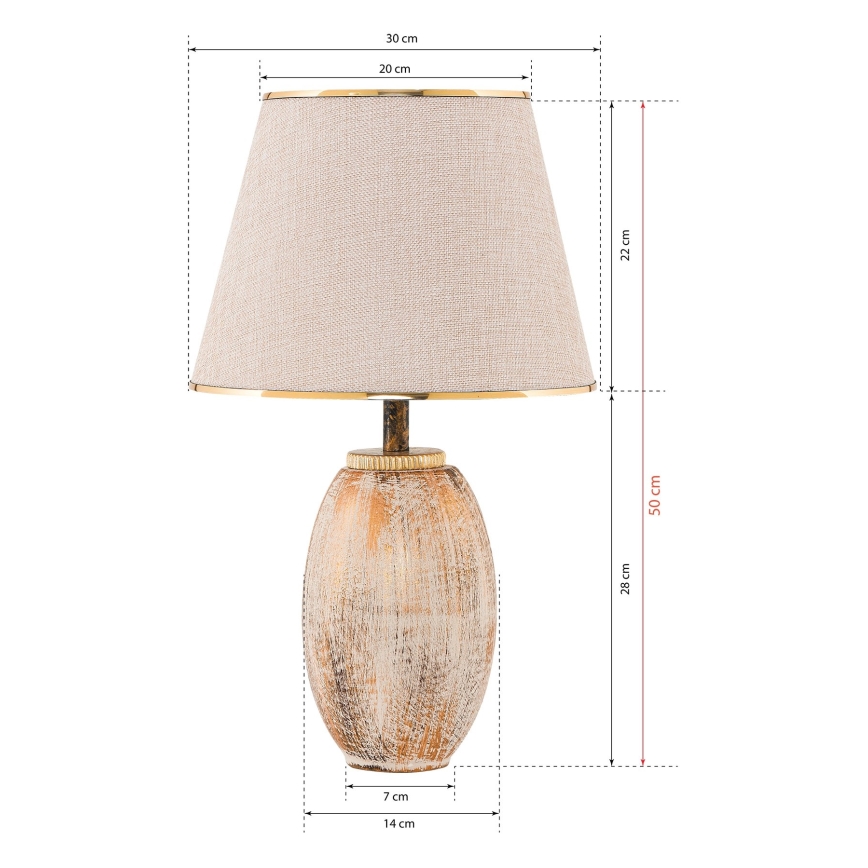 RAMZES Bordlampe 1xE27/40W/230V creme/guld