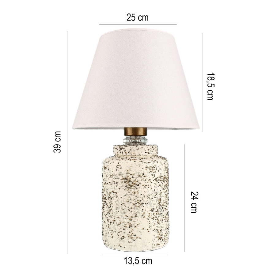 RAMZES bordlampe 1xE27/40W/230V hvid/beige
