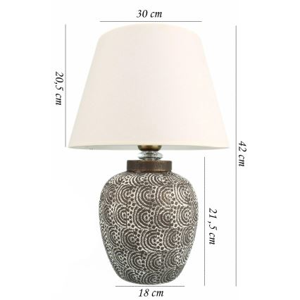 RAMZES bordlampe 1xE27/40W/230V hvid/grå