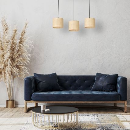Loftlampe på ledning RATTAN 3xE27/60W/230V rattan