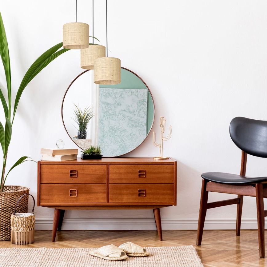 Loftlampe på ledning RATTAN 3xE27/60W/230V rattan