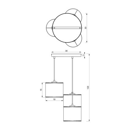 Loftlampe på ledning RATTAN 3xE27/60W/230V rattan