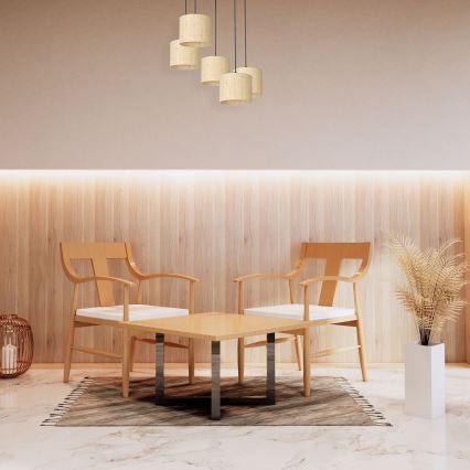 Loftlampe på ledning RATTAN 5xE27/60W/230V rattan