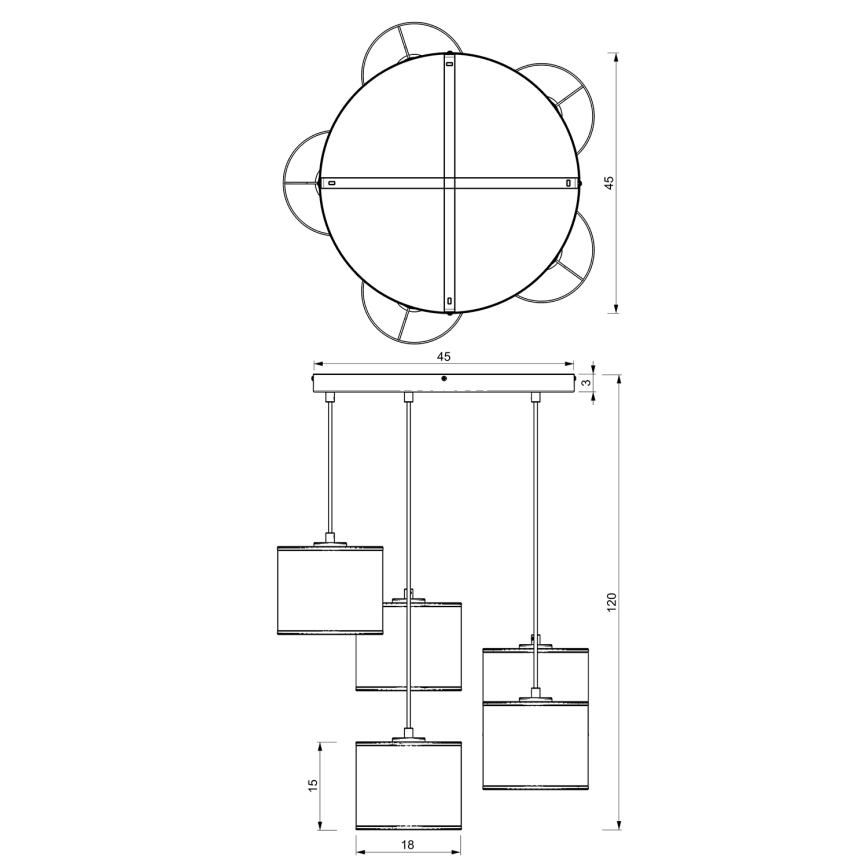 Loftlampe på ledning RATTAN 5xE27/60W/230V rattan