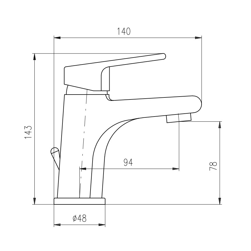 RAV Slezák CO127.0 – Håndvaskarmatur inkl. bundventil, COLORADO, 14,3 cm, poleret krom