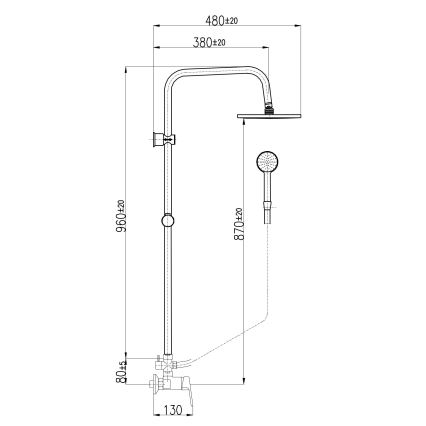RAV Slezák CO182.5/7 - Brusesæt med blandingsbatteri COLORADO, poleret krom