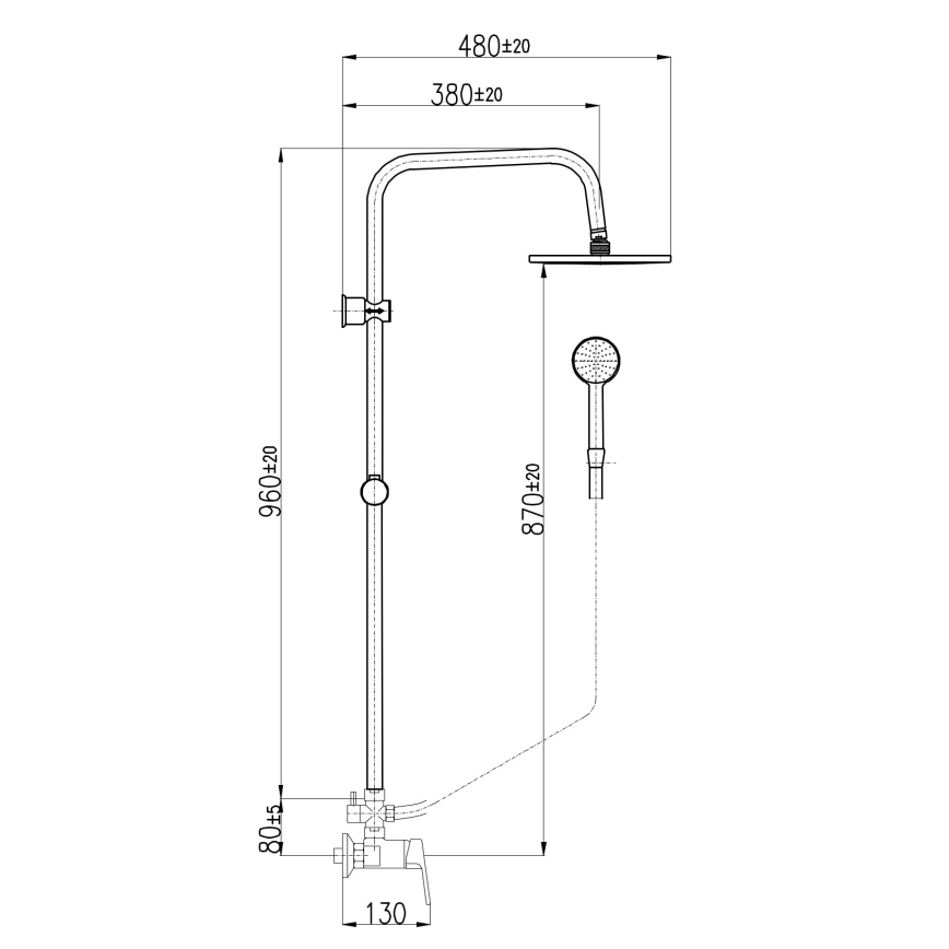 RAV Slezák CO182.5/7 - Brusesæt med blandingsbatteri COLORADO, poleret krom