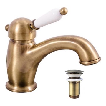 RAV Slezák L527.0SM - Håndvaskarmatur + bundventil LABE RETRO 15 cm antik messing