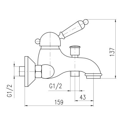 RAV Slezák L554.5SM - Badekarbatteri LABE RETRO 13,7 cm, antik messing