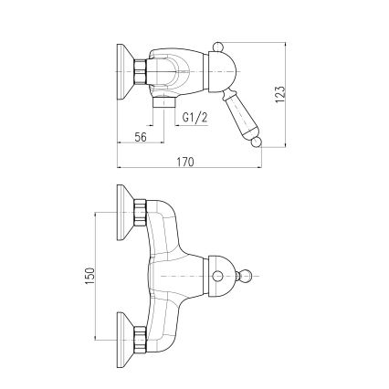 RAV Slezák L581.5CMAT - Brusearmatur LABE RETRO 12,3 cm, mat sort