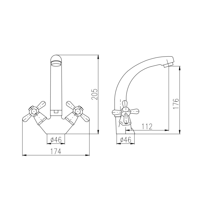 RAV Slezák MK120.0/2 - Håndvaskarmatur MORAVA 17,6 cm, poleret krom