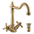 RAV Slezák MK121.0/8SM - Køkken-/håndvaskarmatur + bundventil MORAVA RETRO 22,4 cm i antik messing