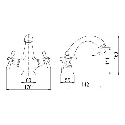 RAV Slezák MK128.0SM - Vaskarmatur MORAVA RETRO 16 cm antik messing