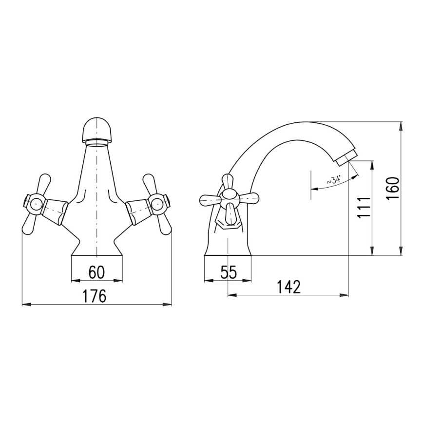 RAV Slezák MK128.0SM - Vaskarmatur MORAVA RETRO 16 cm antik messing