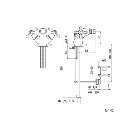 RAV Slezák MK145.0 - Bidetarmatur + bundventil MORAVA 6,5 cm blank krom