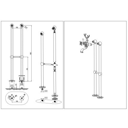 RAV Slezák MK150.5/2CMATSM - Badekarssæt med blandingsbatteri MORAVA RETRO, sort/messing
