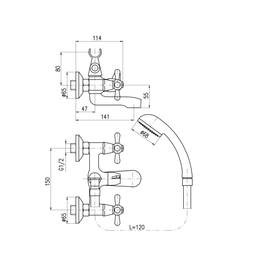 RAV Slezák MK154.5/1 - Badekarssæt med MORAVA-armatur i poleret krom